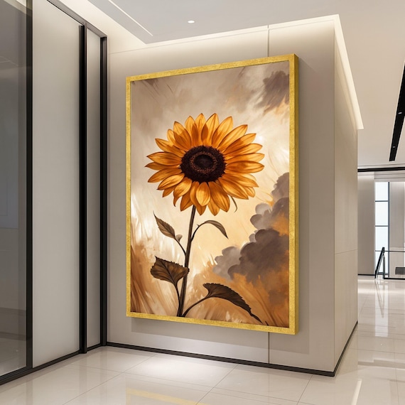 Rustic Sunflower Moody Sepia Botanical Closeup Artistic Wall Art