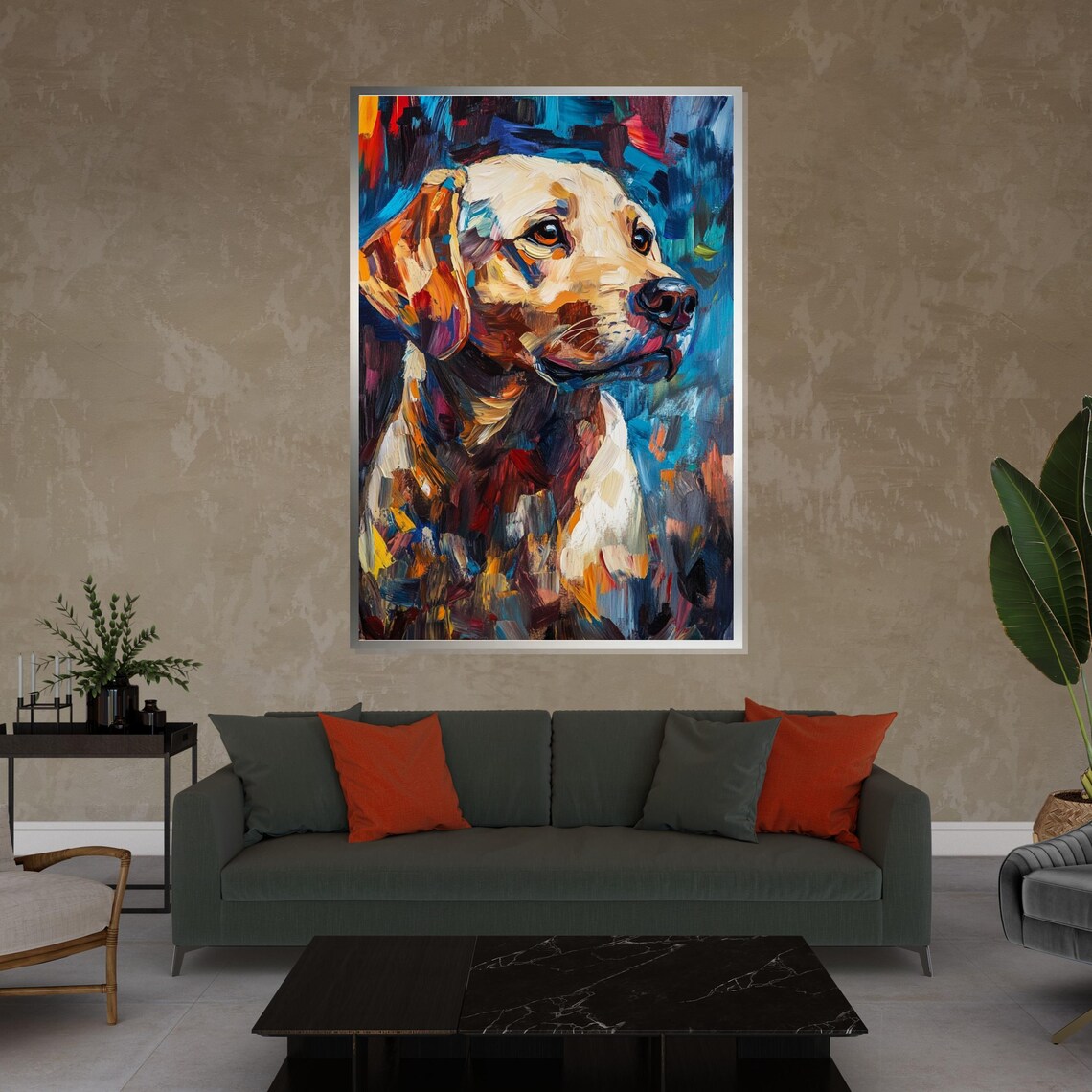Expressive Labrador Retriever Colorful Painted Dog Portrait Poster - Image 4