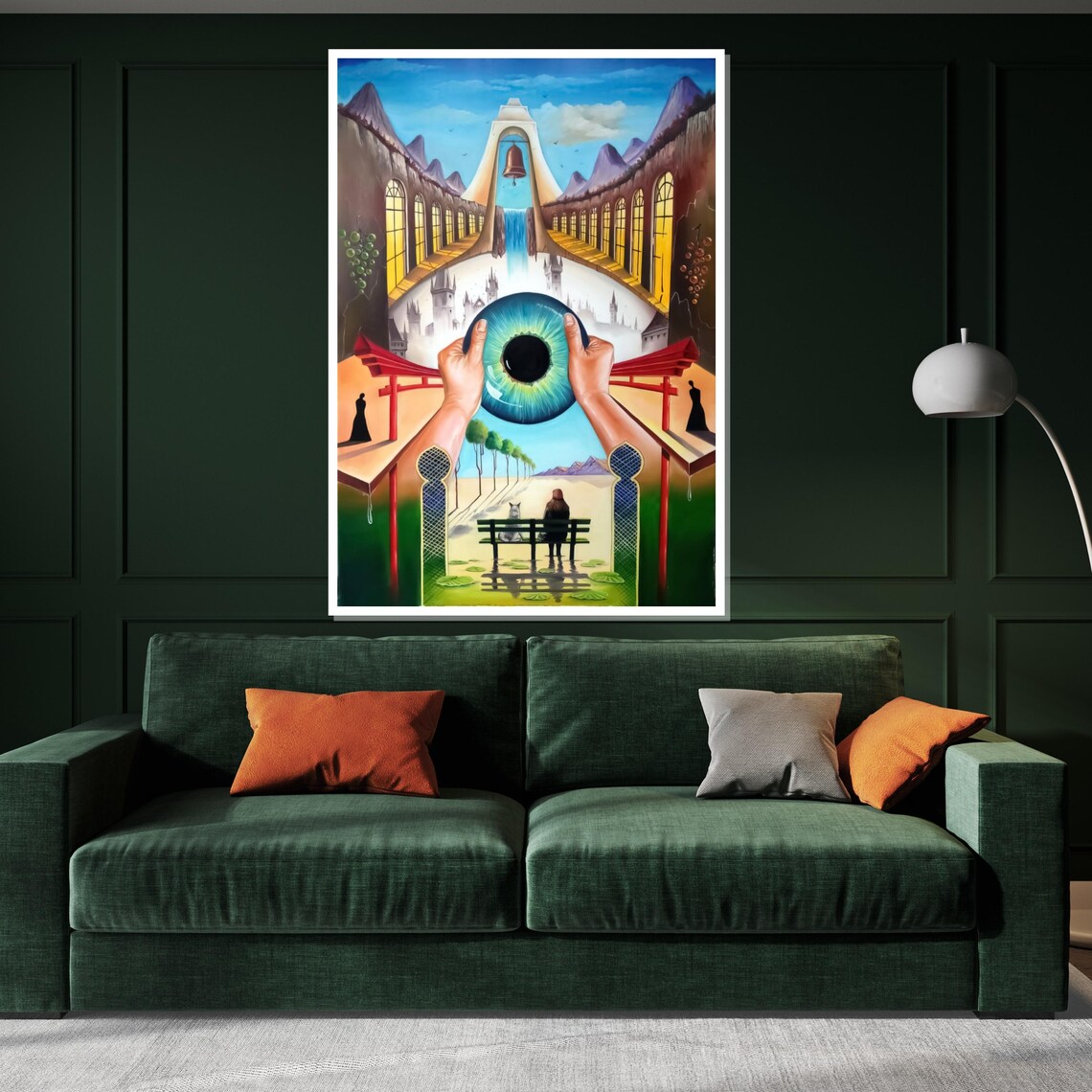 Visionary Surreal Giant Eye Held by Hands Dreamscape Fantasy Poster - Image 3