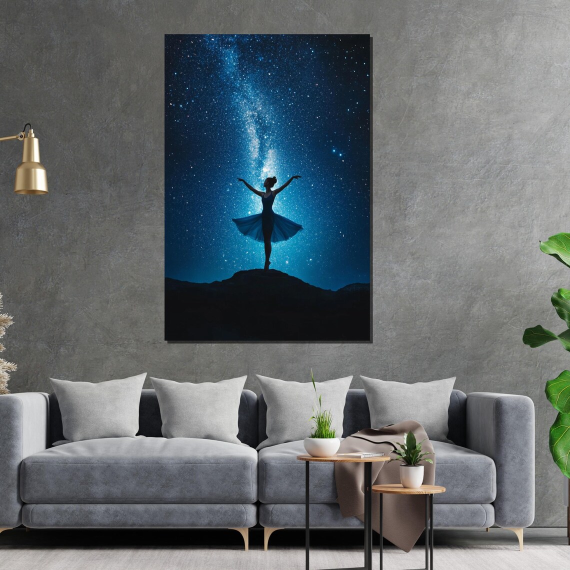 Ballerina Silhouette Dancing Under the Milky Way Night Sky Poster - Image 2