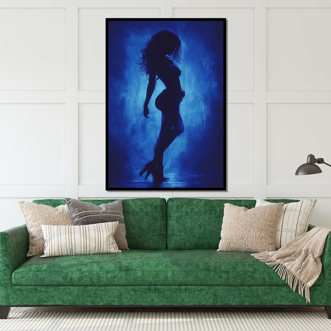 Mysterious Woman Silhouette Deep Blue Mist Elegant Feminine Art Poster - Image 5