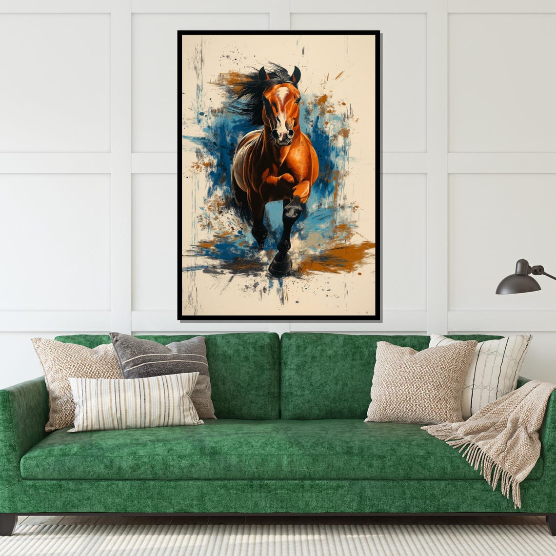 Chestnut Horse Galloping Forward Blue Orange Splash Equine Poster - Image 5