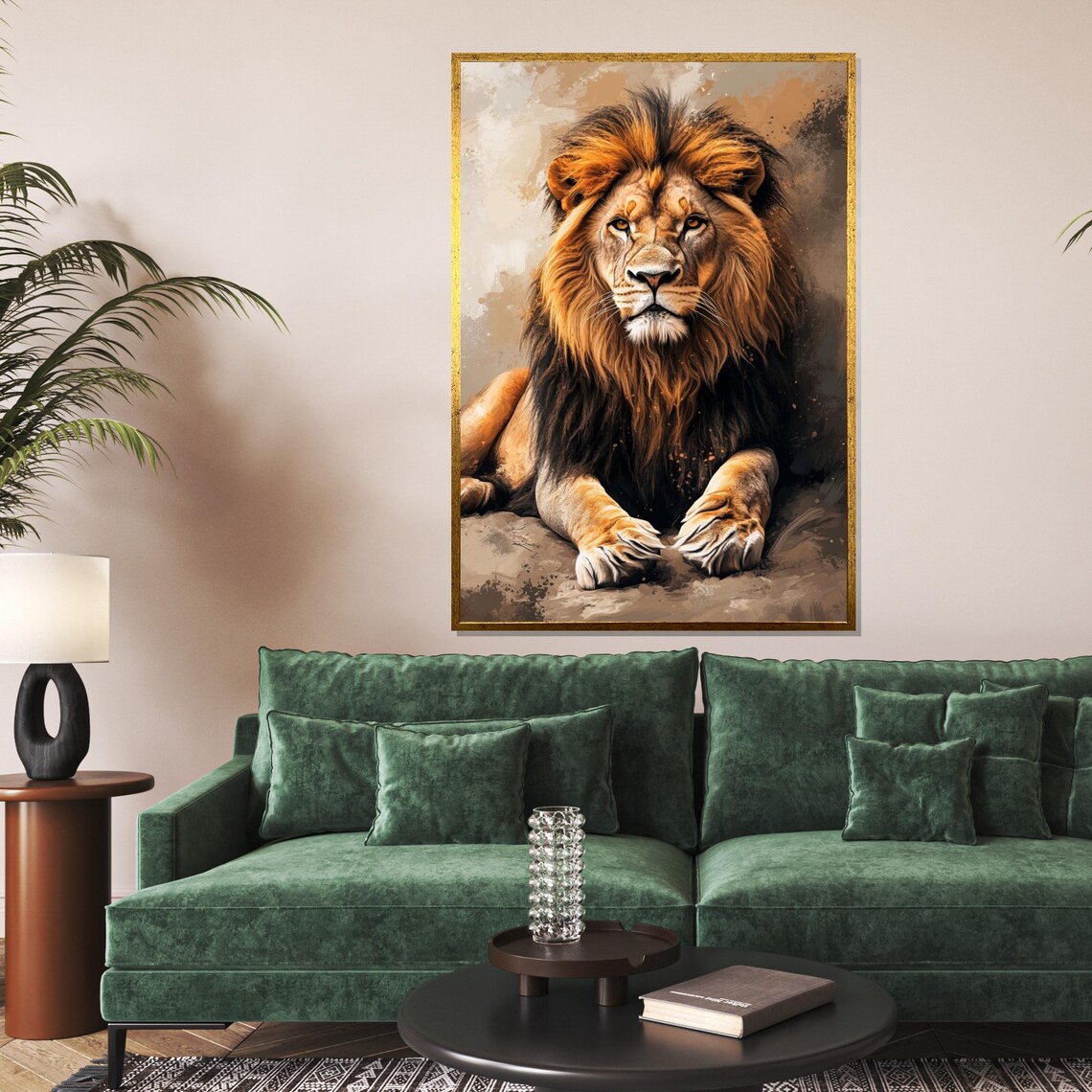 Regal Lion Resting Noble King of Beasts Portrait Decorative Poster
