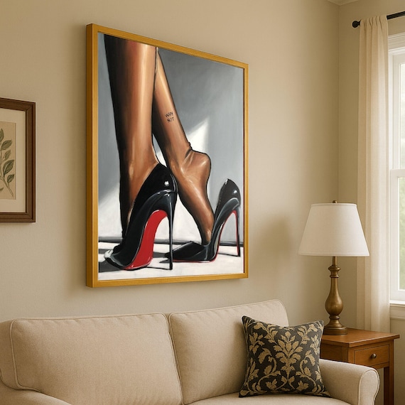 Black Red Sole Heels Fashion Art Print