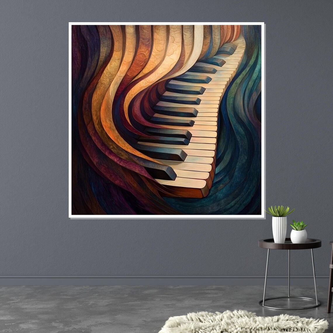 Melting Piano Keys Flowing Color Waves Surreal Music Art Poster - Image 3