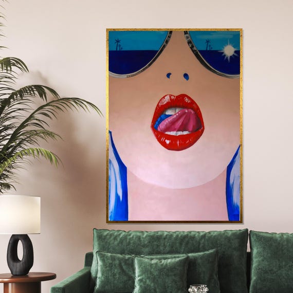 Red Lips Art Pop Art Lips Poster Wall Art Design Ready To Hang Decoration Modern Fashion Art Print