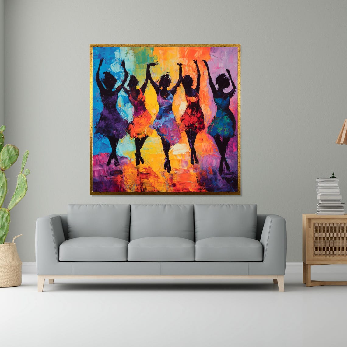 Joyful Dancers Rainbow Colorful Silhouette Celebration Poster