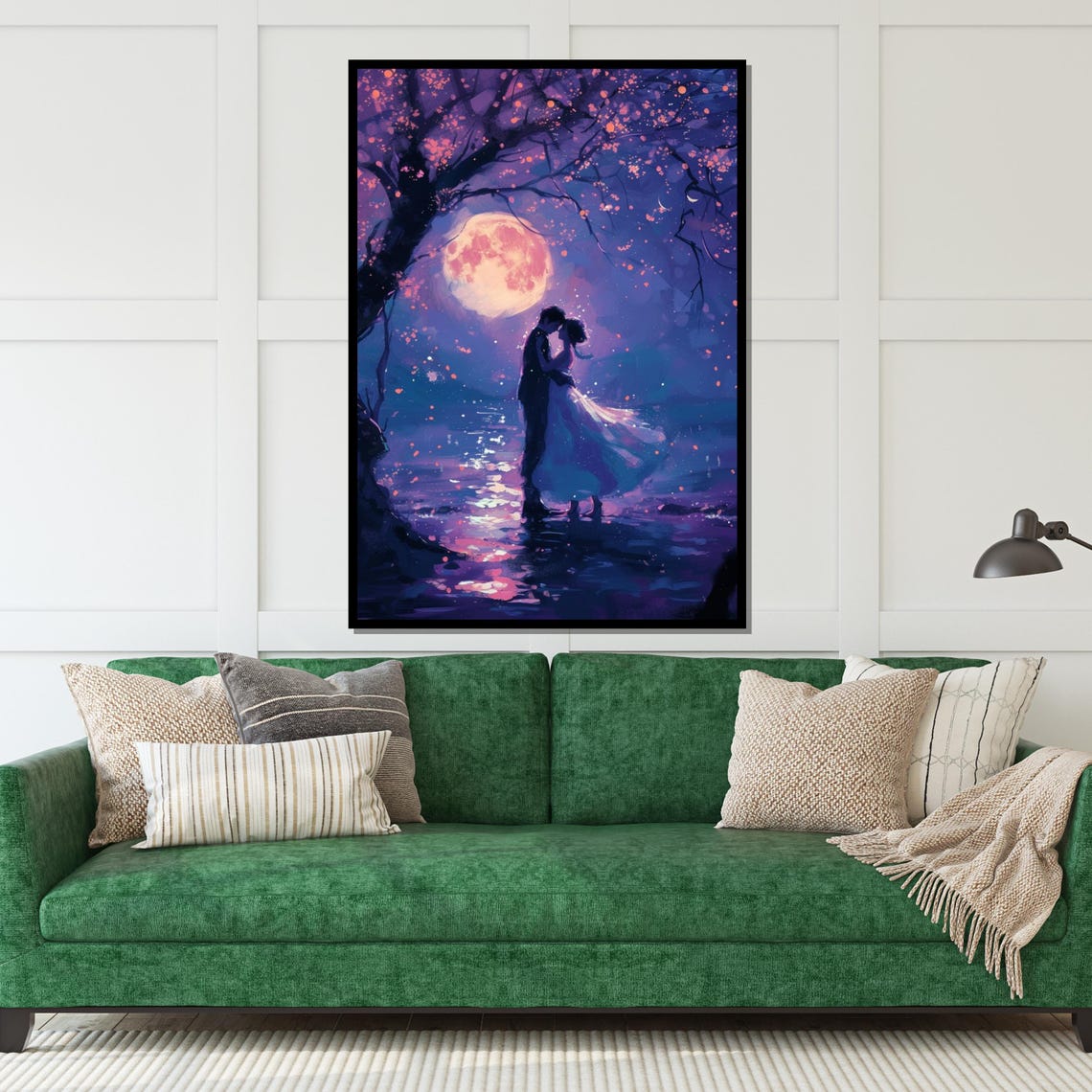 Moonlit Lovers Embracing Under Full Moon Purple Night Dream Poster - Image 5
