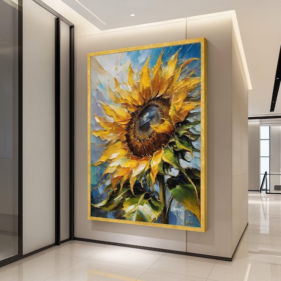 Vibrant Sunflower Canvas Wall Art Yellow Floral Painting Nature Decor Botanical Print Home Living Room Decoration Ready To Hang