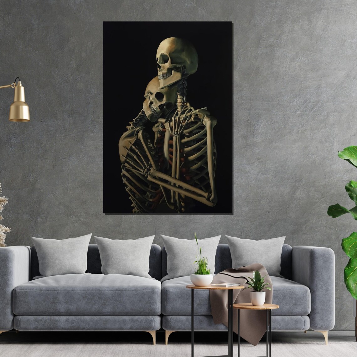 Embracing Skeletons Eternal Love Dark Gothic Romance Art Poster - Image 2