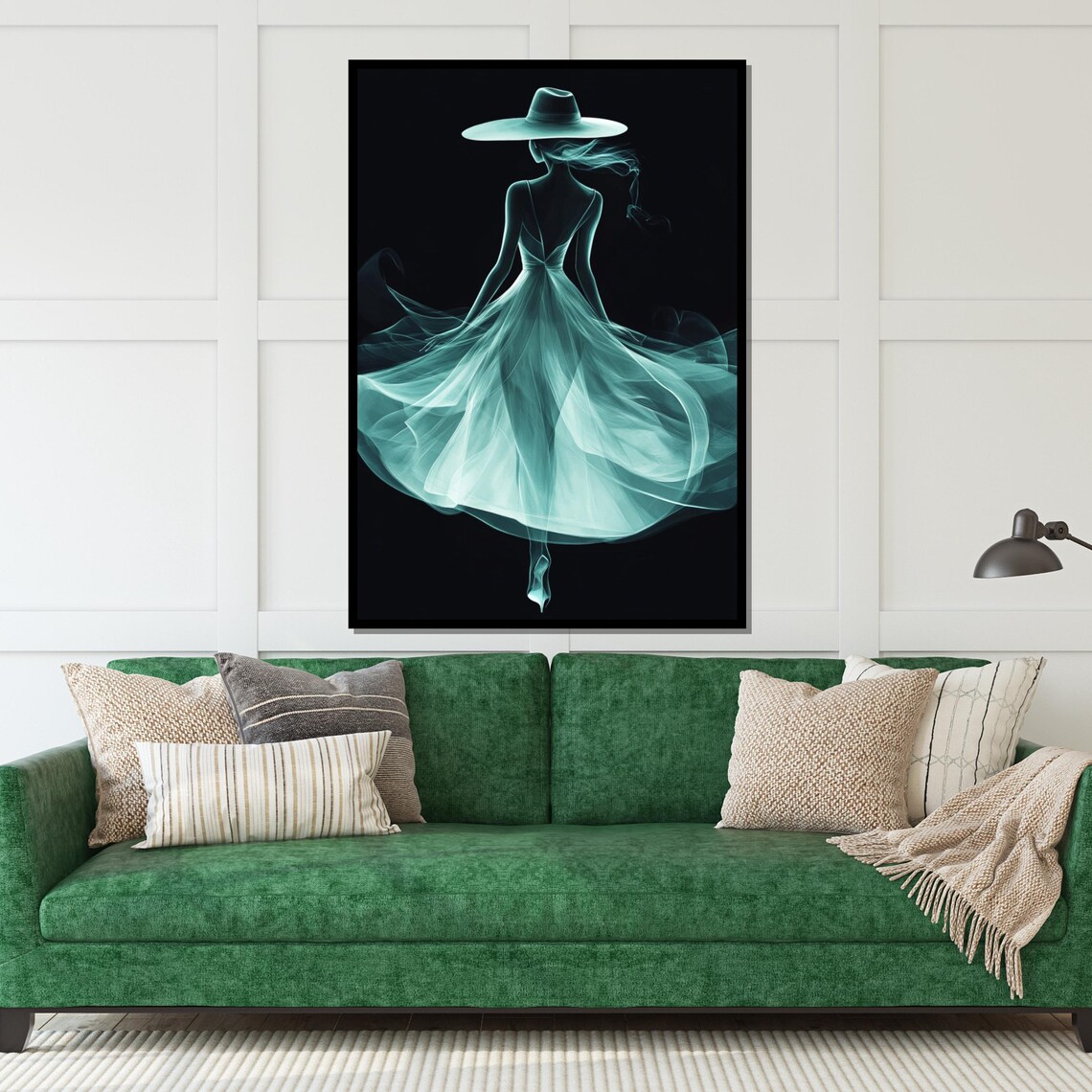 Mystical Teal Silhouette Woman Dancing In Flowing Dress Poster - Image 4