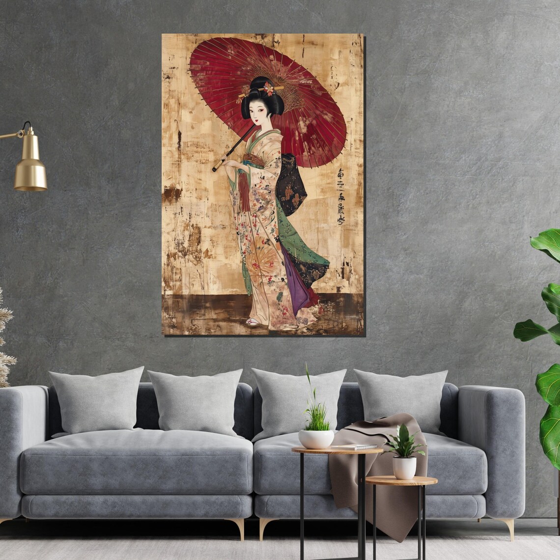 Geisha Umbrella Traditional Japanese Wall Art Print - Image 2