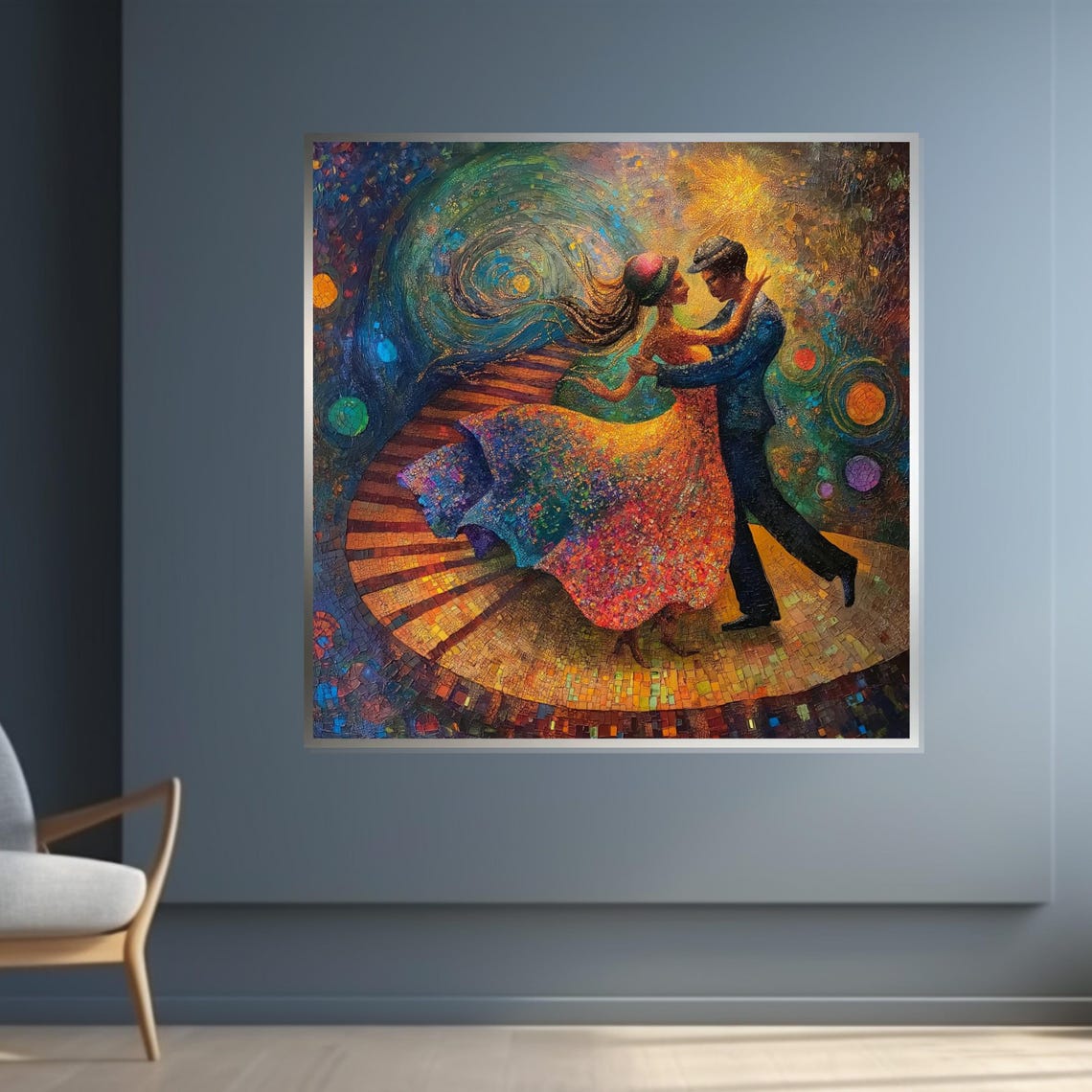 Romantic Dancing Couple Starry Night Mosaic Colorful Dance Wall Art - Image 4