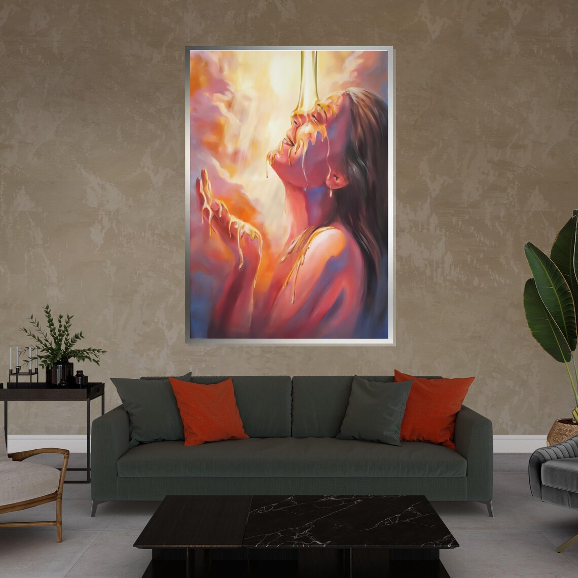 Woman Bathed In Golden Light Blissful Glow Heavenly Spiritual Poster - Image 4