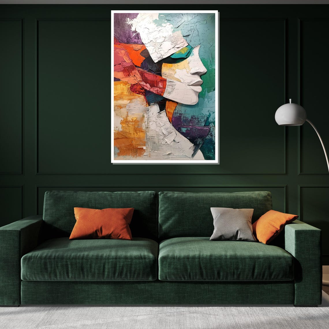 Abstract Colorful Face Portrait Textured Modern Expressionism Print - Image 2