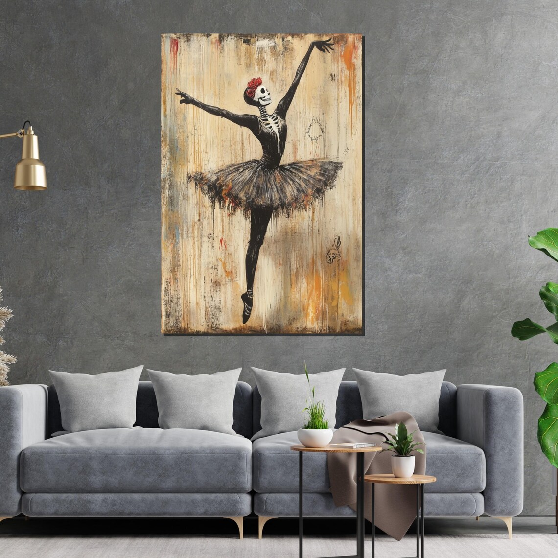 Skeleton Ballerina with Roses Vintage Gothic Dark Ballet Poster - Image 2