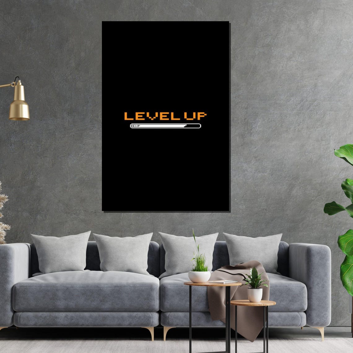 Level Up Pixel Art EXP Progress Bar Gamer Motivational Poster