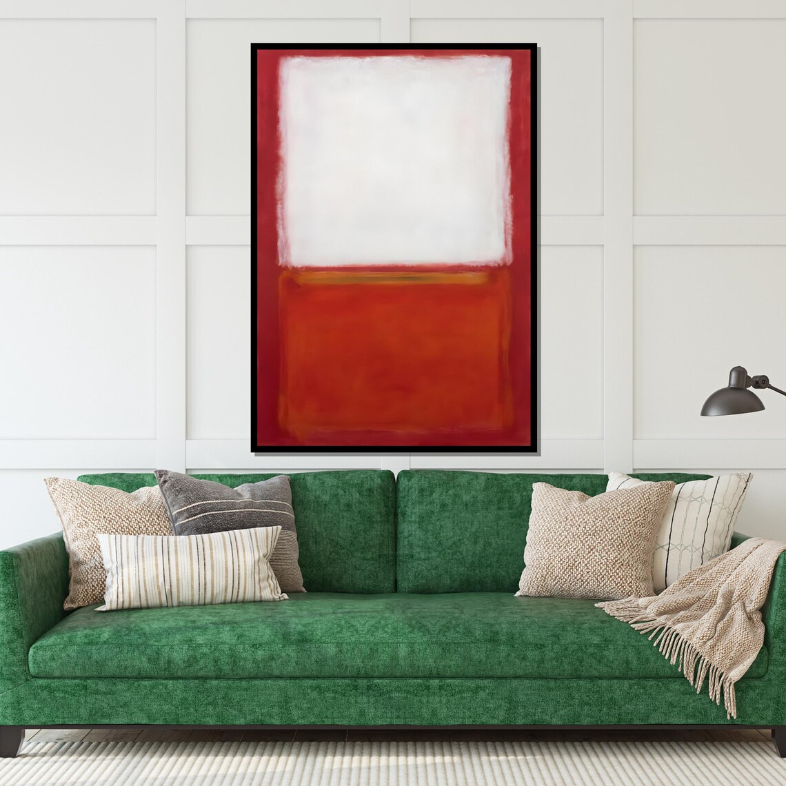 White and Red Color Field Abstract Minimalist Modern Art Poster - Image 5
