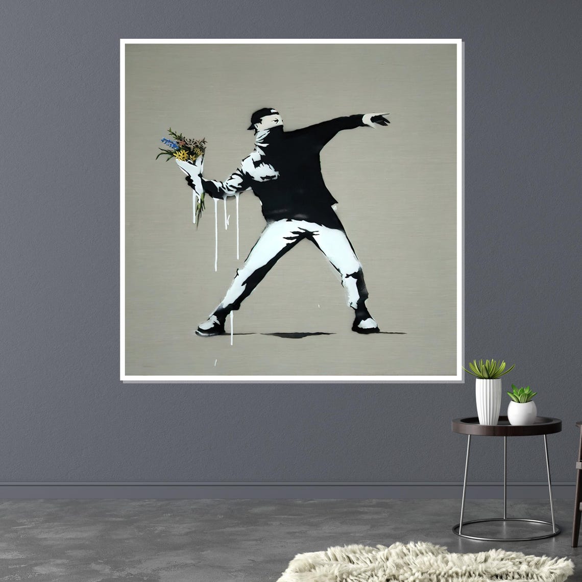 Banksy Flower Thrower Stencil Protest Street Art Wall Poster - Image 3