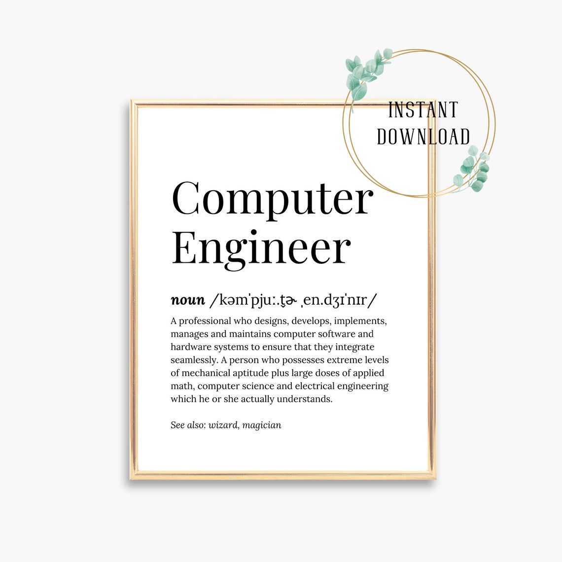 Computer Engineer Funny Dictionary Definition Graduation Gift Poster - Image 3