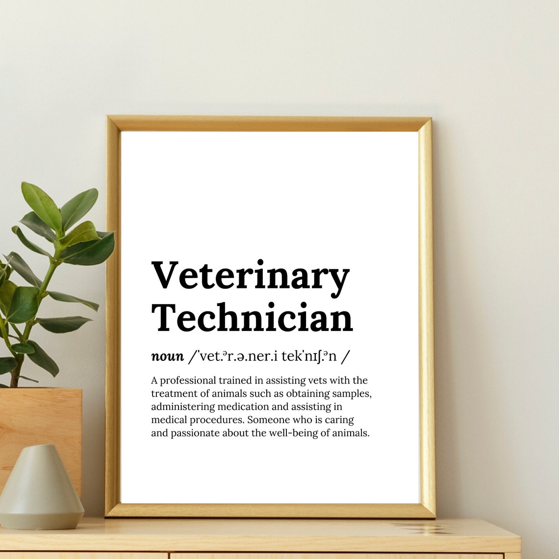 Veterinary Technician Definition Dictionary Serif Wall Poster Gift - Image 3
