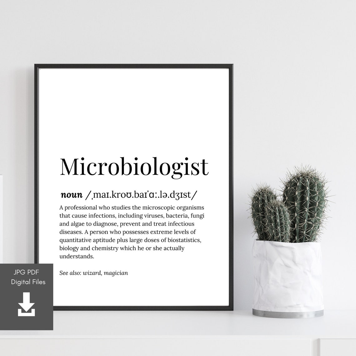 Microbiologist Definition Dictionary Serif Funny Wizard Poster Gift - Image 3