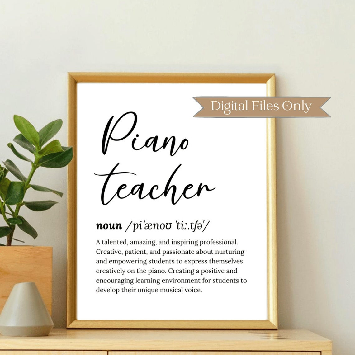 Piano Teacher Dictionary Definition Script Font Thank You Poster - Image 2