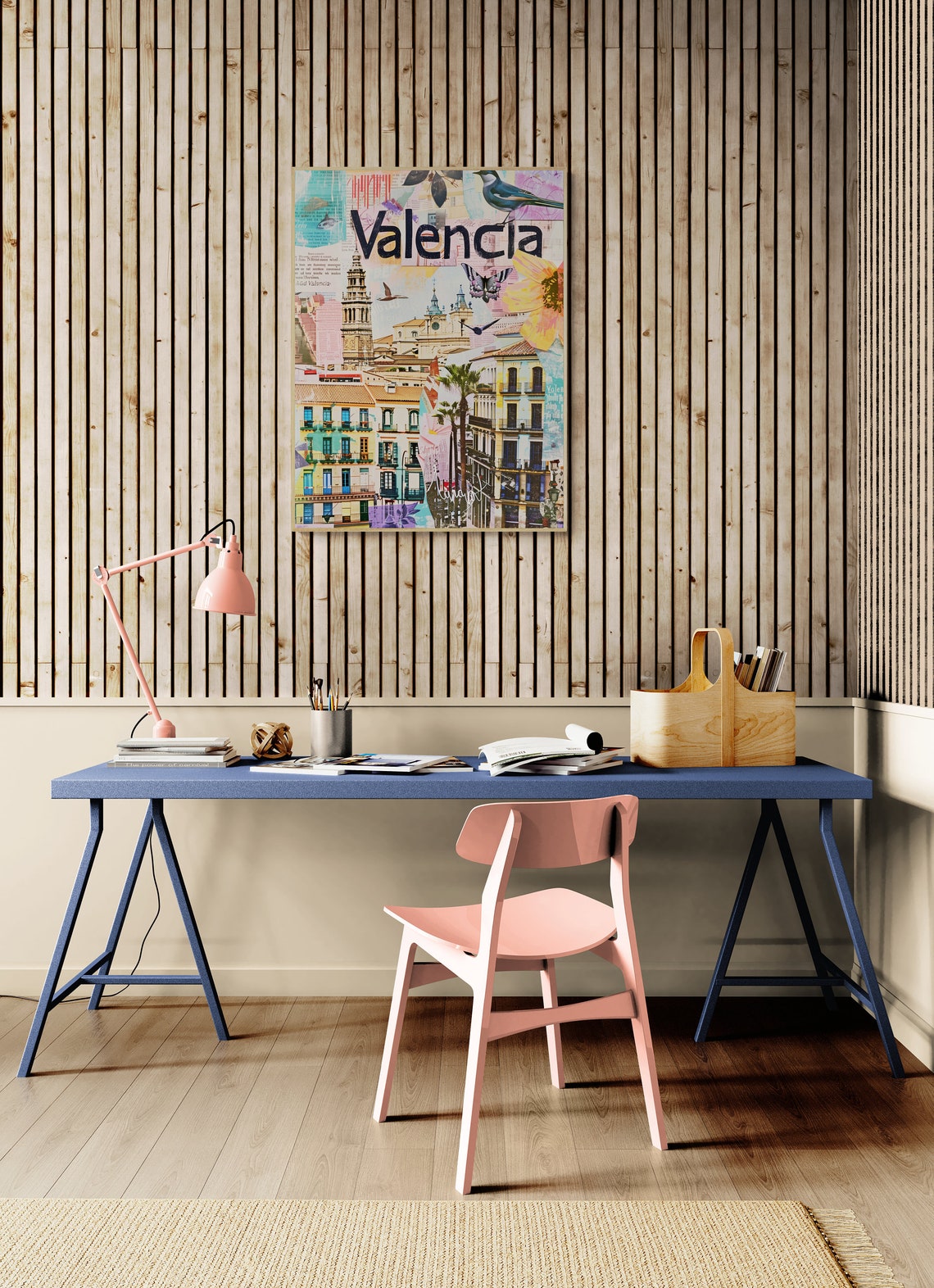 Valencia Old Town Bell Tower Butterfly Flowers Collage Travel Poster - Image 3