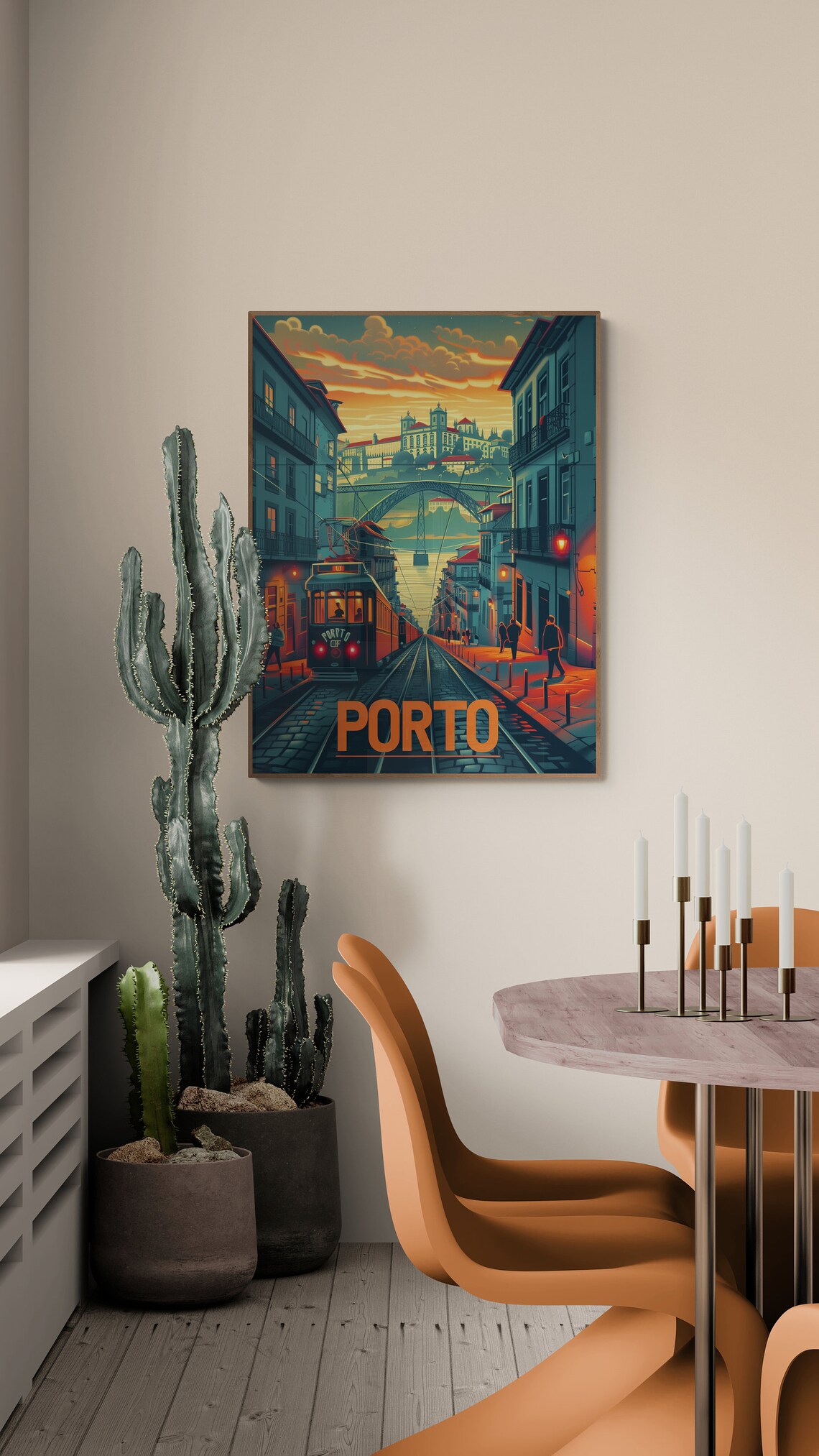 Porto Tram Night Street Douro Sunset Vintage Portugal Poster Art - Image 5