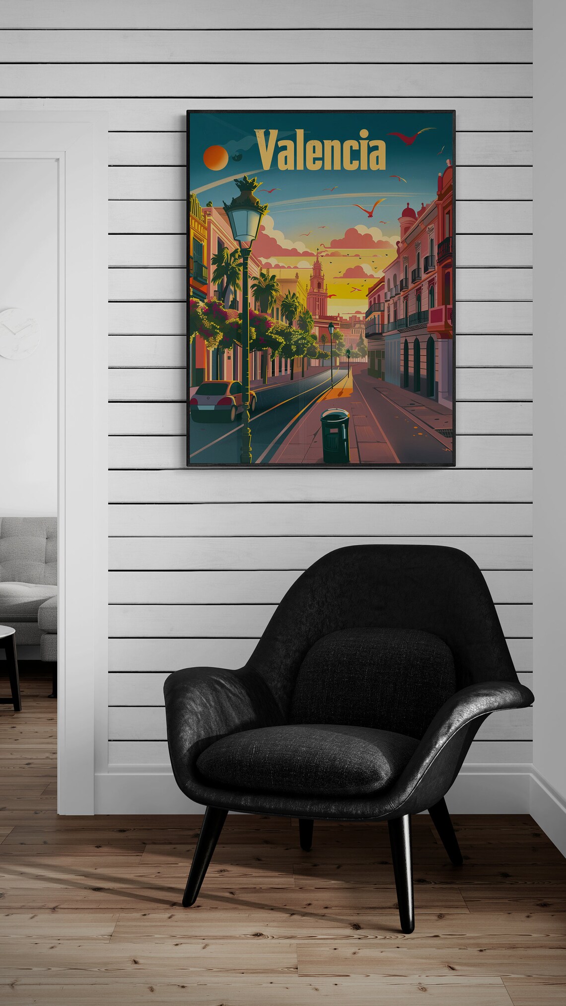 Valencia Spain Old Town Street Church Sunset Vintage Travel Poster - Image 5