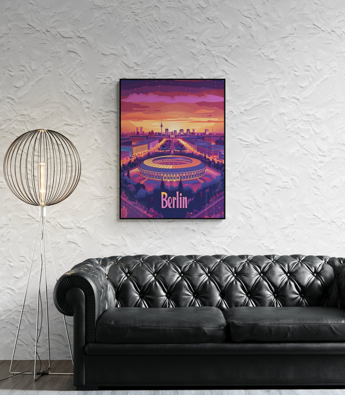 Berlin Olympic Stadium Glowing Sunset Skyline Vintage Travel Poster - Image 5