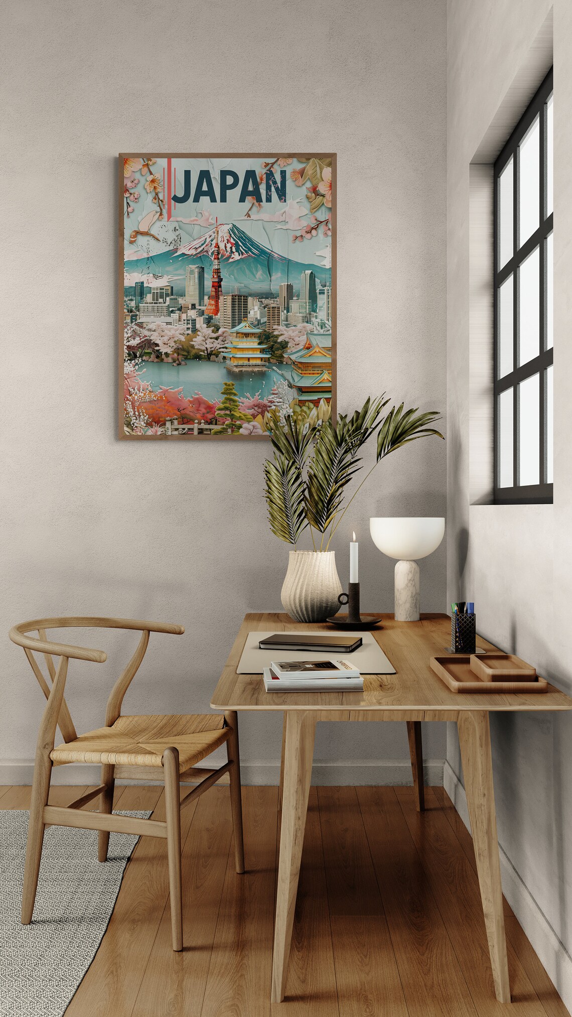 Japan Mount Fuji Tokyo Tower Cherry Blossom Collage Travel Poster - Image 4