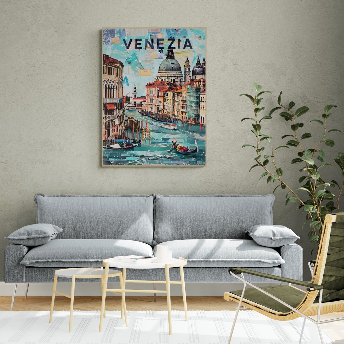 Venezia Grand Canal Gondolas Domed Church Collage Style Travel Poster - Image 5