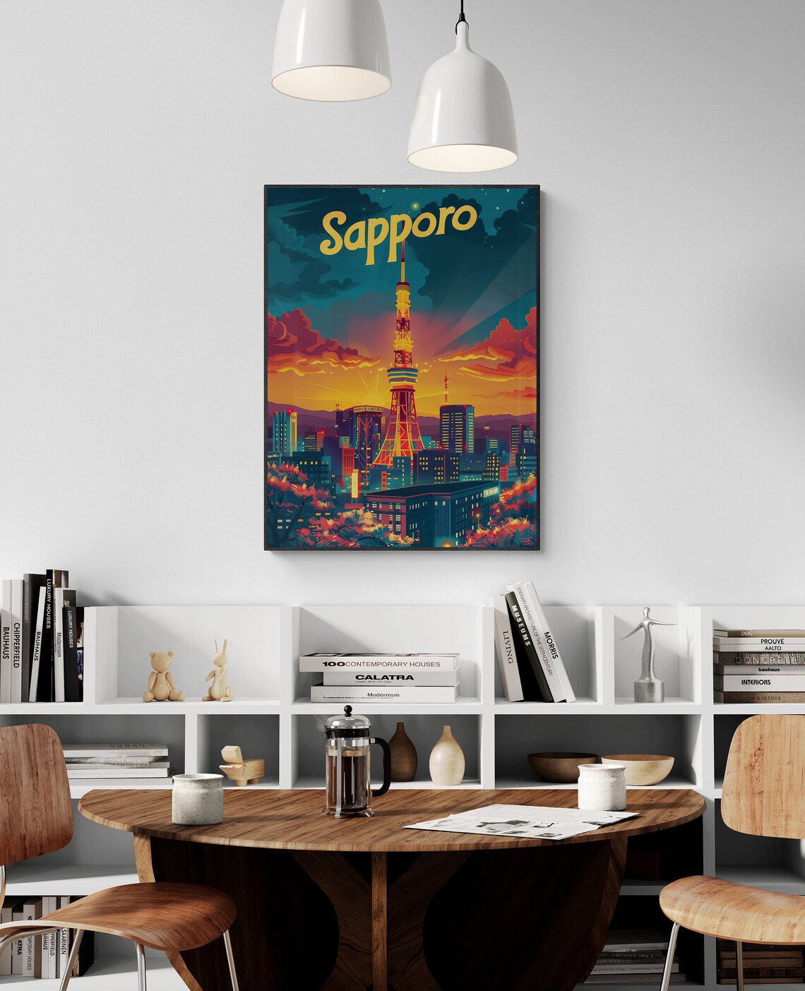 Sapporo TV Tower Sunset Cherry Blossom Vintage Hokkaido Japan Poster - Image 4