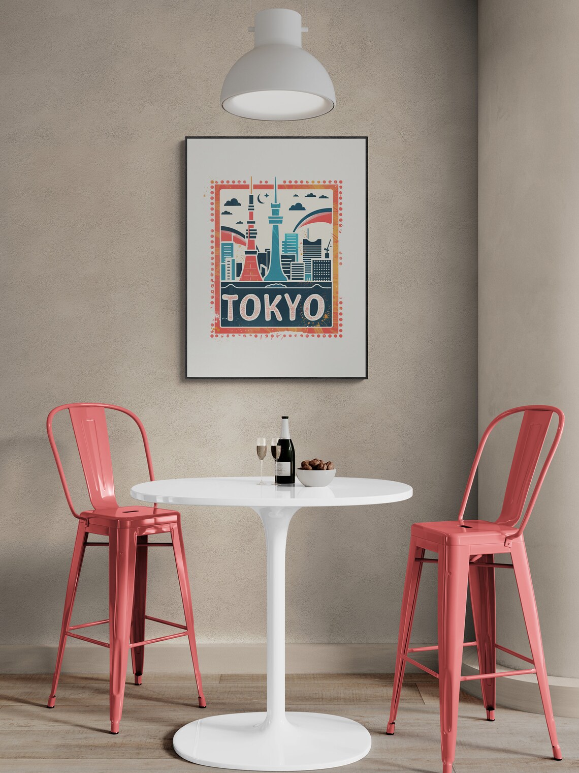 Tokyo Japan Towers Skyline Night Vintage Style Travel Poster - Image 3
