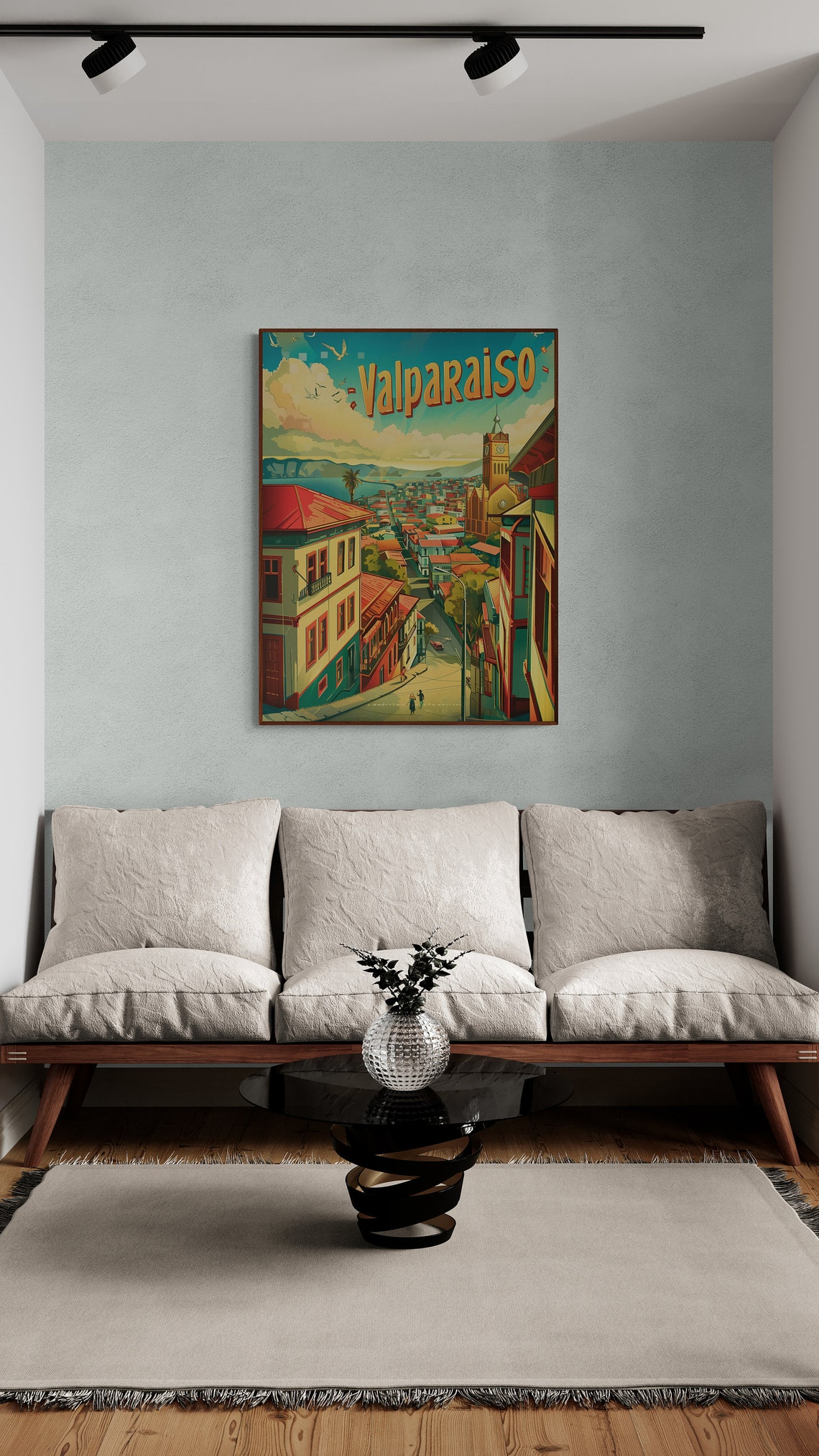 Valparaiso Colorful Hillside Harbor Retro Chile Travel Poster - Image 4