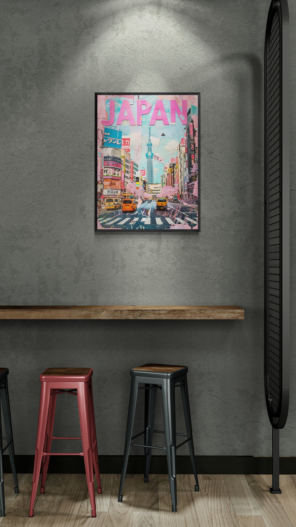 Japan Tokyo Skytree Cherry Blossom City Street Painterly Travel Poster - Image 4