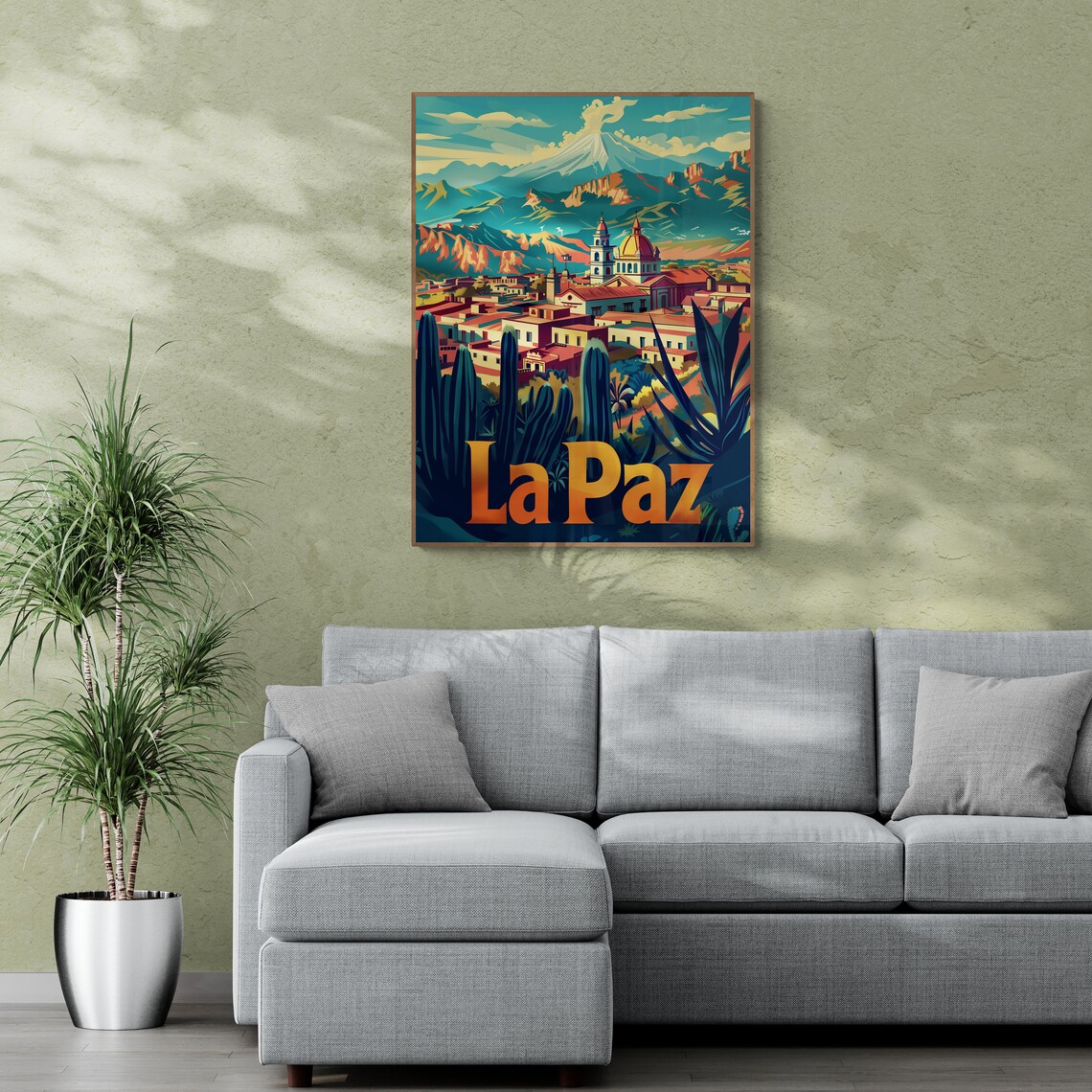 La Paz Bolivia Andes City Mountain Vintage Retro Travel Poster - Image 3