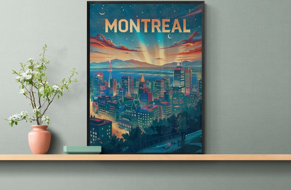 Montreal Colorful Vintage Poster Unique Wall Art Home Decor Travel Memories Gift