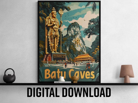 Batu Caves Vintage Poster Stunning Wall Art Of Malaysias Iconic Landmark Perfect For Home Dcor Gift