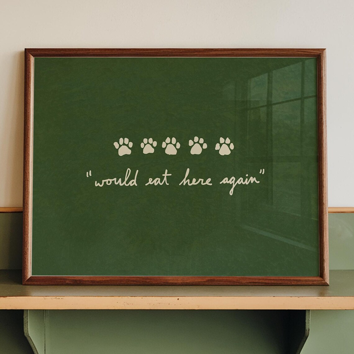 Funny Pet Paw Print Review Art, Would Eat Here Again