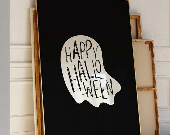 Halloween Line Art Print Minimalist Ghost Poster Trendy Halloween Wall Art Spooky Print Cute Halloween Quote Decor 1 Print