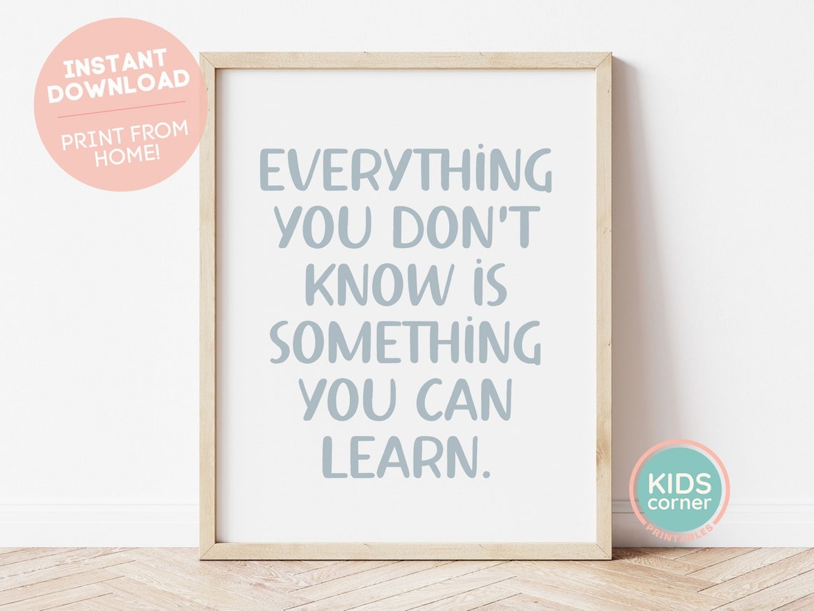 Everything You Can Learn Slate Blue Motivational Kids Poster