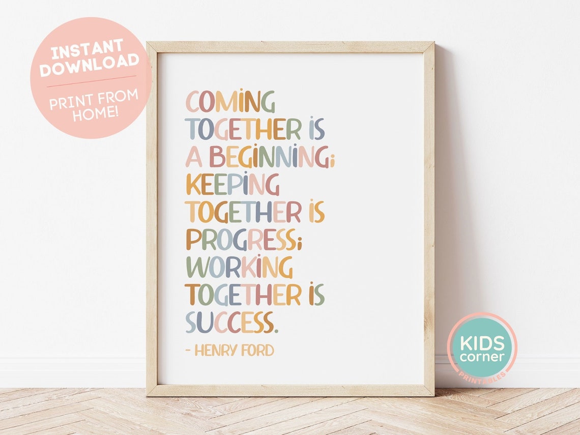 Coming Together Is A Beginning Henry Ford Teamwork Quote Poster