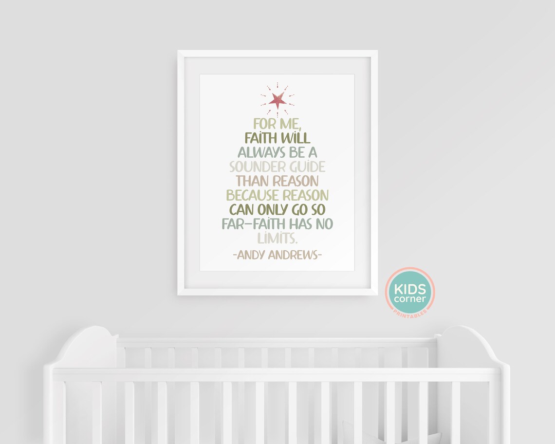 Andy Andrews Faith Quote Christmas Tree Shape Holiday Wall Poster - Image 3