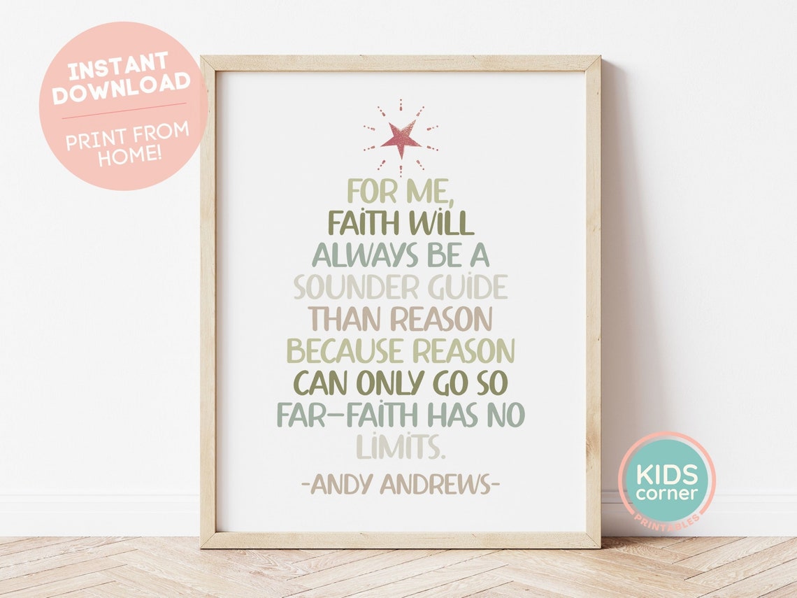 Andy Andrews Faith Quote Christmas Tree Shape Holiday Wall Poster