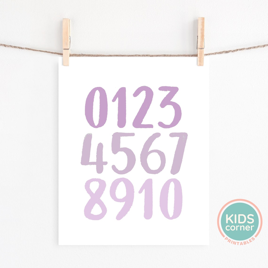 Lavender Numbers One To Ten Nursery Playroom Counting Learning Poster - Image 2