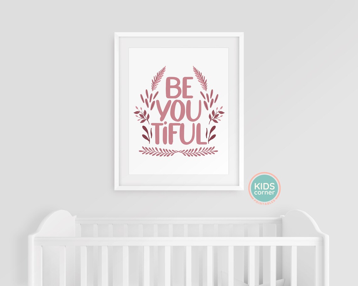 Be YOUtiful Floral Self Love Kids Watercolor Affirmation Poster - Image 3