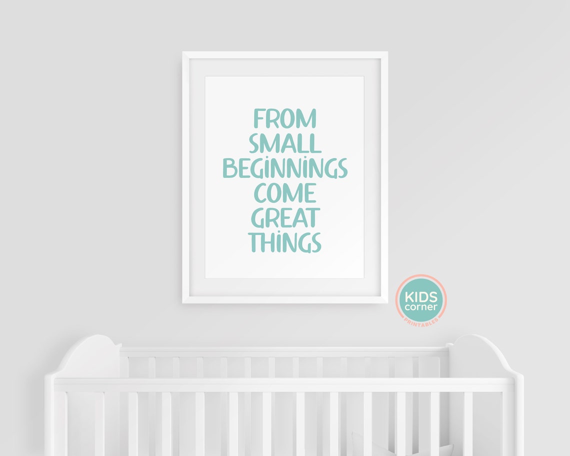 From Small Beginnings Come Great Things Teal Typography Quote Poster - Image 3