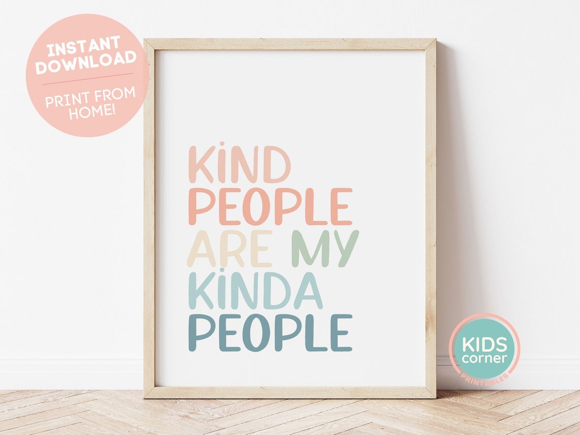 Kind People Are My Kinda People Pastel Kindness Quote Poster
